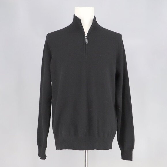 UNIQLO Men's 100% Cashmere Quarter Zip Mock Neck Sweater Black Size XL - Picture 1 of 6